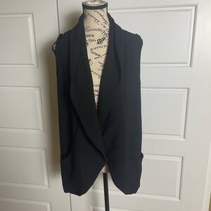 Rachel Zoe Black Open Blazer Long Vest